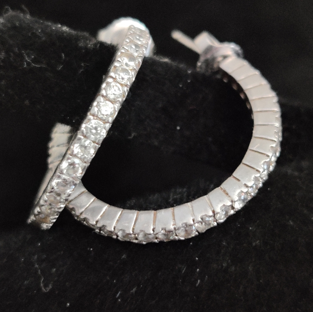 Dazzling Sterling Silver Hoops Pave CZ